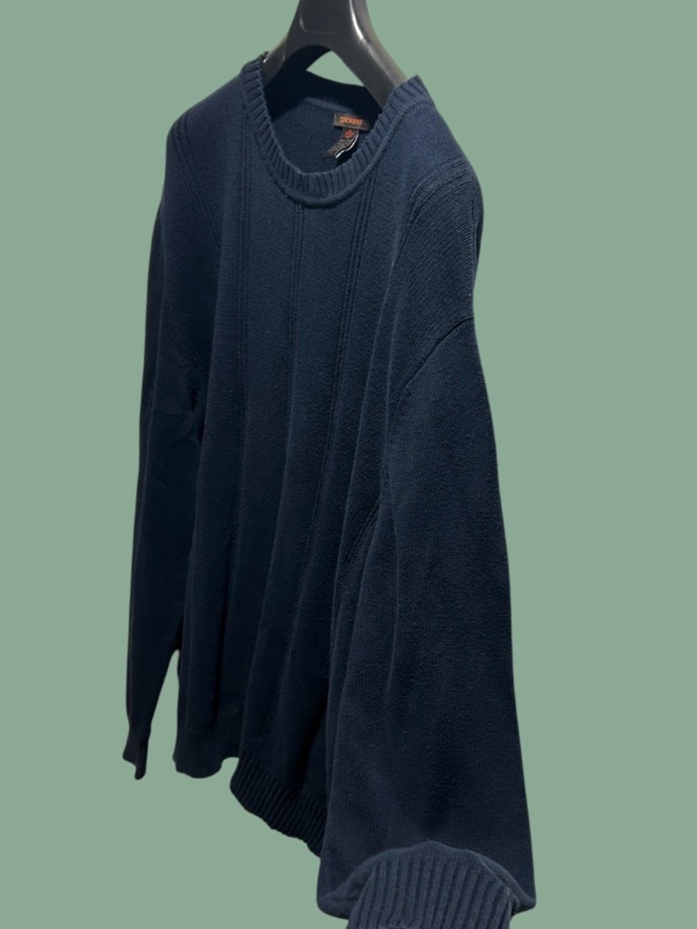 Men’s 2XL Tall Navy Blue 100% Cotton Cable Knit Sweater